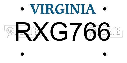 RXG766 Virginia License Plate