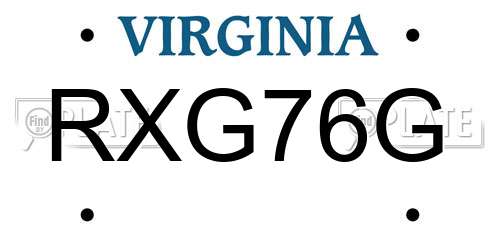 RXG76G Virginia License Plate