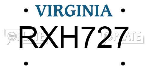 RXH727 Virginia License Plate