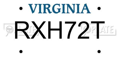 RXH72T Virginia License Plate
