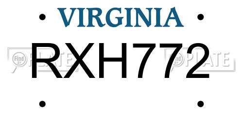 RXH772 Virginia License Plate