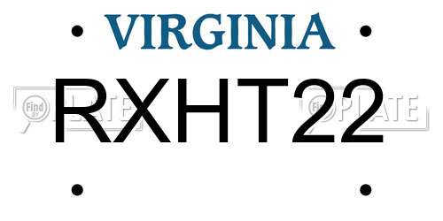 RXHT22 Virginia License Plate