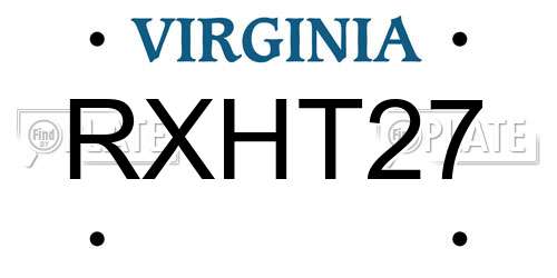 RXHT27 Virginia License Plate