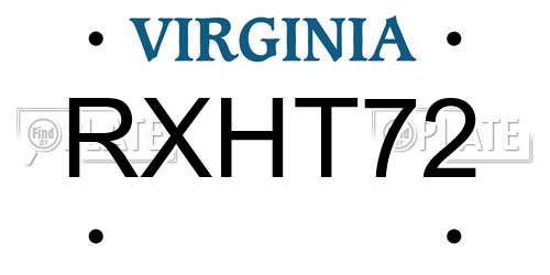 RXHT72 Virginia License Plate