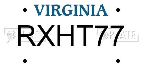 RXHT77 Virginia License Plate
