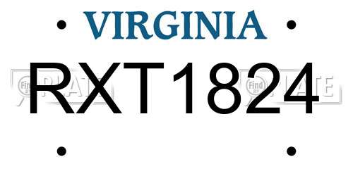 RXT1824 Virginia License Plate