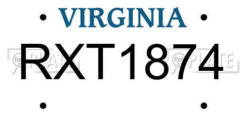 RXT1874 Virginia License Plate