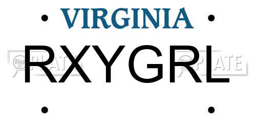 RXYGRL Virginia License Plate