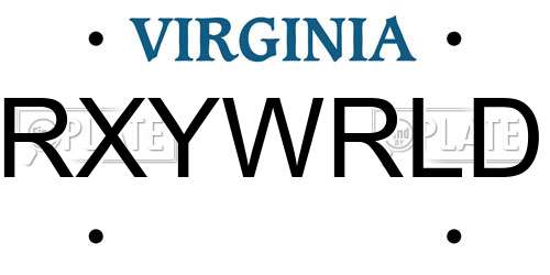 RXYWRLD Virginia License Plate