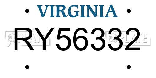 RY56332 Virginia License Plate