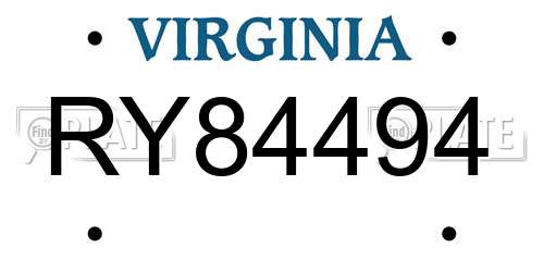 RY84494 Virginia License Plate