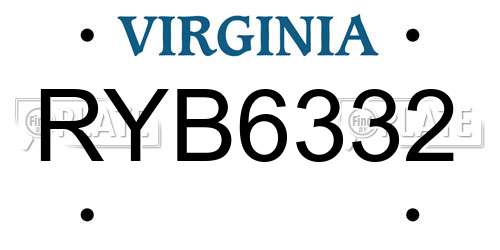 RYB6332 Virginia License Plate