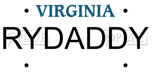 RYDADDY Virginia License Plate
