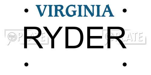 RYDER Virginia License Plate