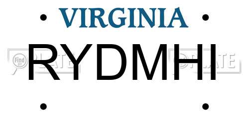 RYDMHI Virginia License Plate