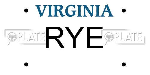 RYE Virginia License Plate