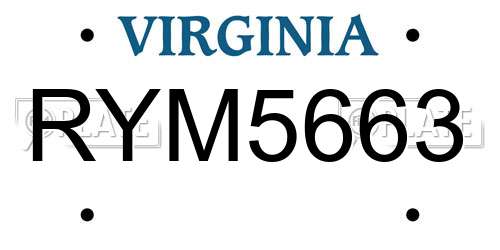 RYM5663 Virginia License Plate