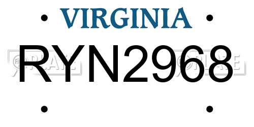 RYN2968 Virginia License Plate
