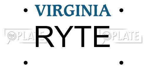 RYTE Virginia License Plate