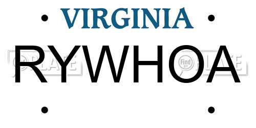 RYWHOA Virginia License Plate