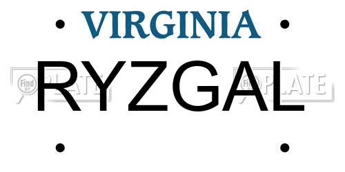 RYZGAL Virginia License Plate