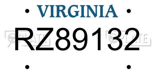 RZ89132 Virginia License Plate