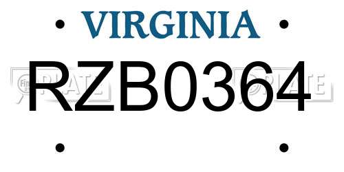 RZB0364 Virginia License Plate