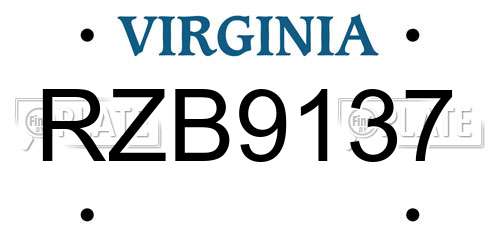 RZB9137 Virginia License Plate