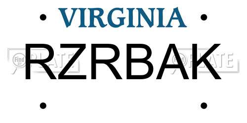 RZRBAK Virginia License Plate