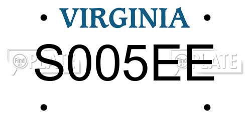 S005EE Virginia License Plate