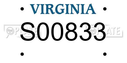 S00833 Virginia License Plate