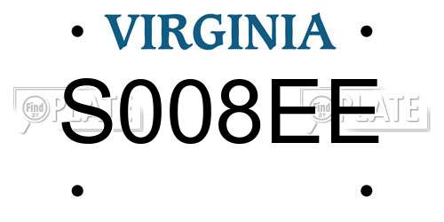 S008EE Virginia License Plate