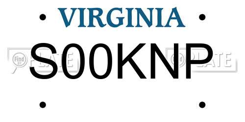 S00KNP Virginia License Plate