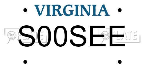S00SEE Virginia License Plate