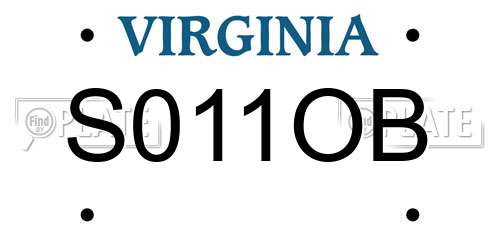 S011OB Virginia License Plate