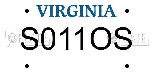 S011OS Virginia License Plate