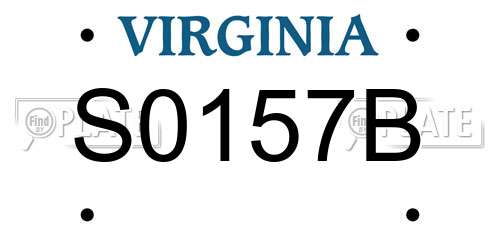 S0157B Virginia License Plate