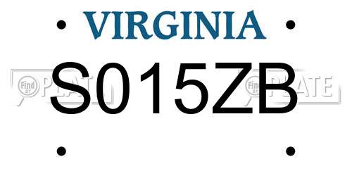 S015ZB Virginia License Plate