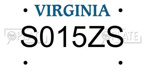 S015ZS Virginia License Plate