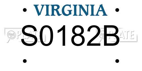 S0182B Virginia License Plate