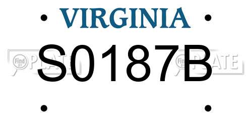 S0187B Virginia License Plate
