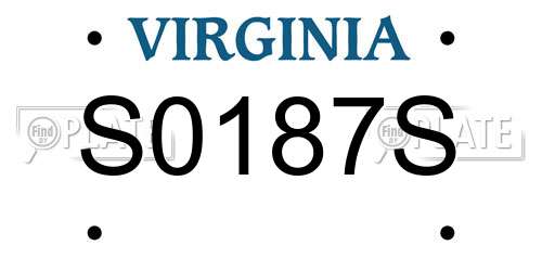 S0187S Virginia License Plate