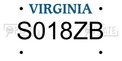 S018ZB Virginia License Plate