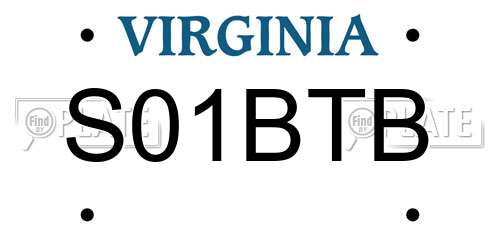 S01BTB Virginia License Plate