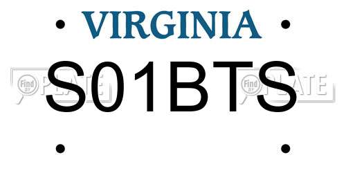 S01BTS Virginia License Plate