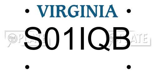 S01IQB Virginia License Plate