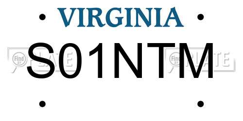 S01NTM Virginia License Plate