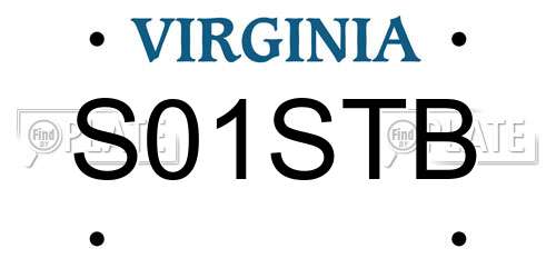S01STB Virginia License Plate