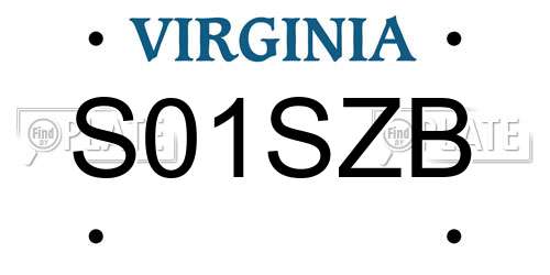 S01SZB Virginia License Plate