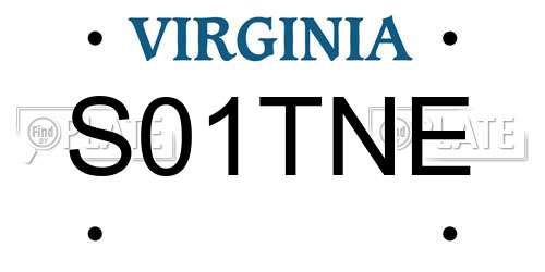 S01TNE Virginia License Plate